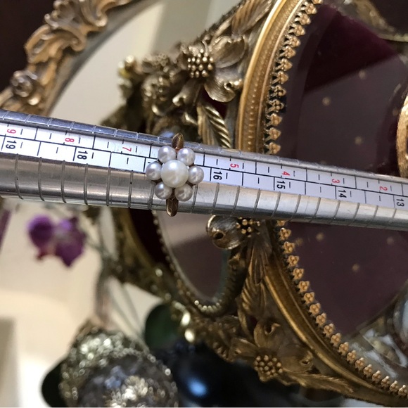 Antique Vintage Estate Pearl Cluster Flower 10k Ring - Picture 6 of 10